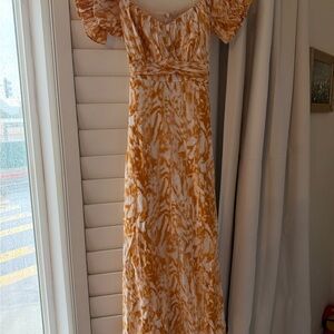 Flowy Orange and White Women's Dress